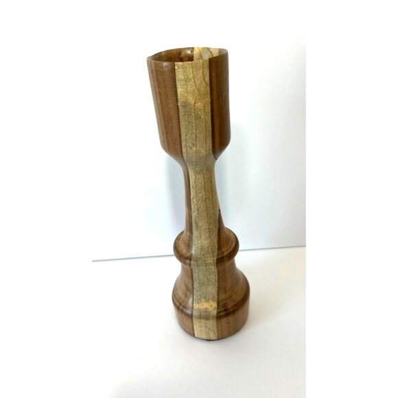 Hand Turned Handcrafted Candle Stick Holder Mixed Wood Olive Wood - Picture 6 of 12